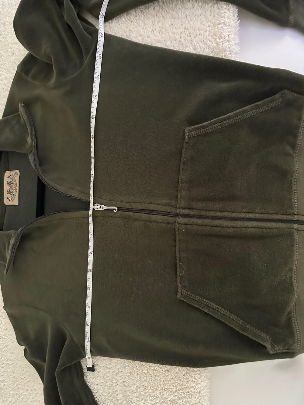 Juicy Couture Olive Green Medium Velour Zip Jacket - Picture 5 of 6